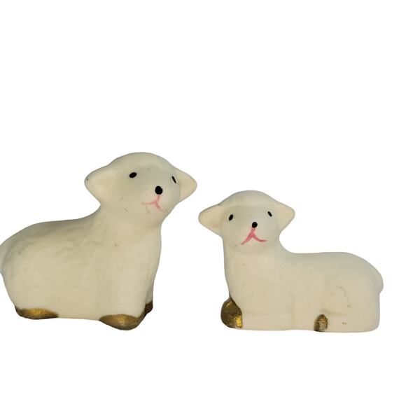 9 Pc Vintage White & Gold Porcelain Nativity Set Figurines Christmas Decoration - Picture 5 of 15